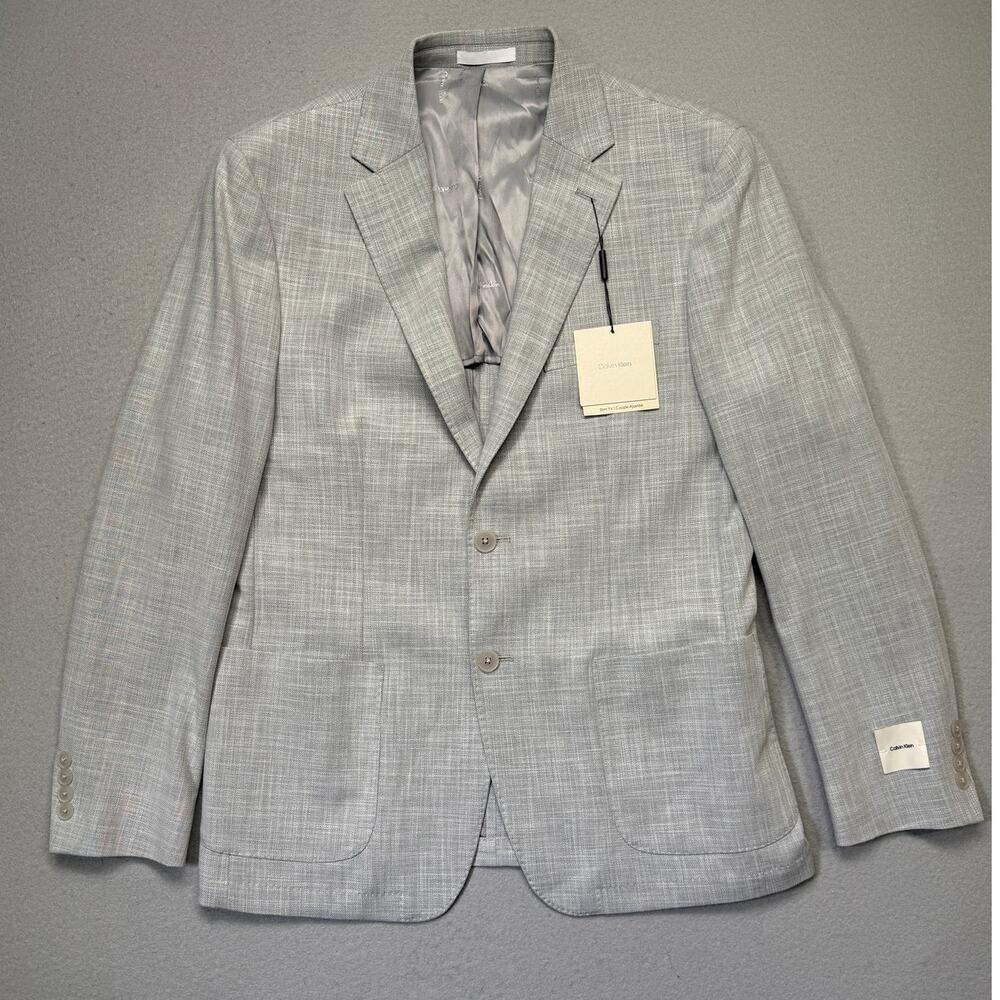 Calvin Klein Men's Solid Slim-Fit Soft Sport Coat Heather Grey 42R $295
